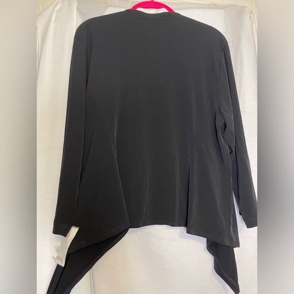 NWT Connected Apparel Ruth Cascading Black Open Front Cardigan Light Size XL - Picture 9 of 10
